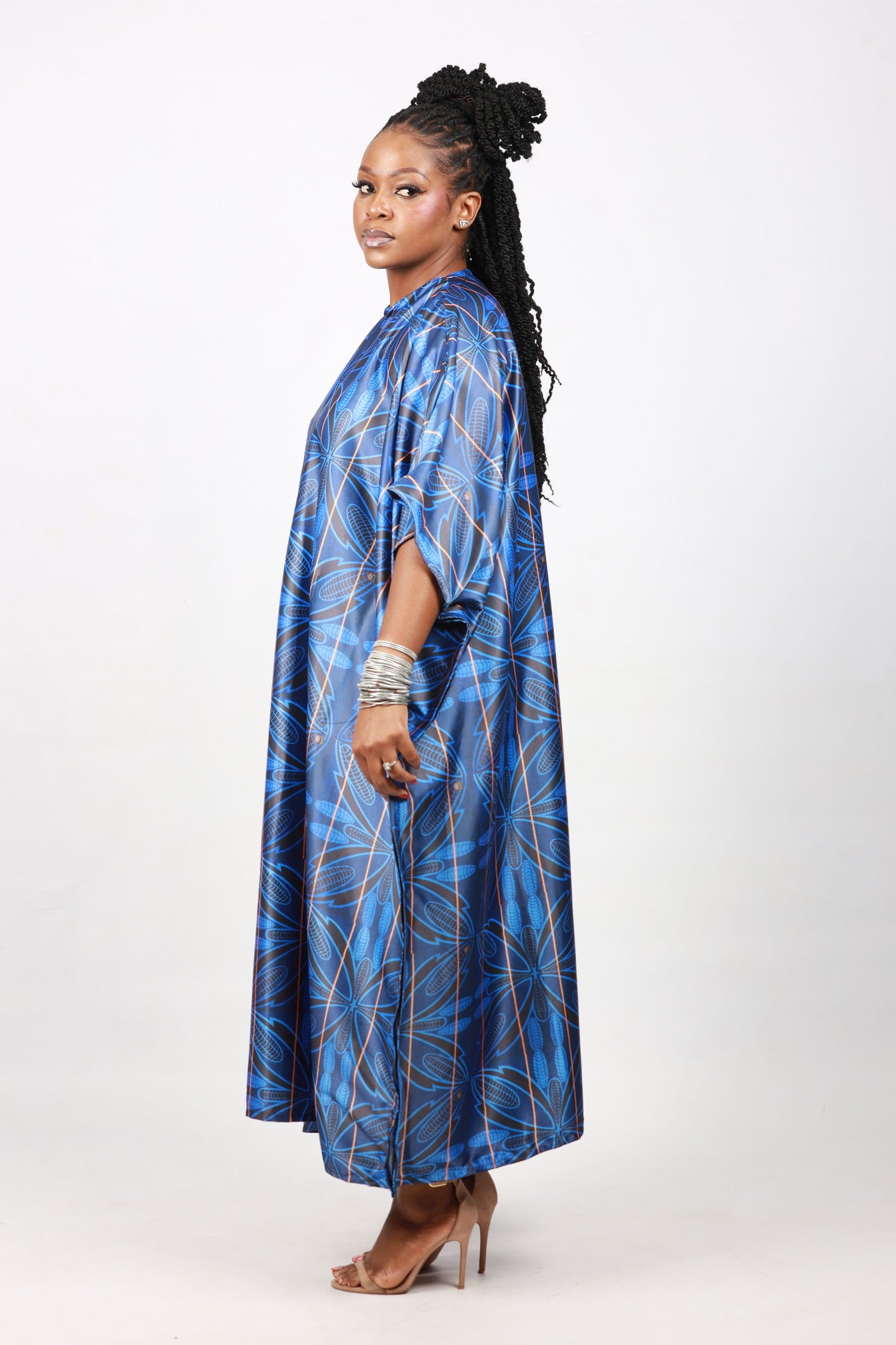 Blue Sotho African Bubu Dress by Tribe Afrique (Kaftan) - Tribe Afrique