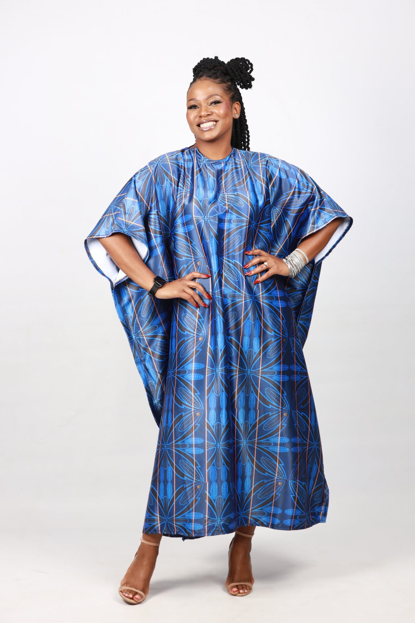 Blue Sotho African Bubu Dress by Tribe Afrique (Kaftan) - Tribe Afrique
