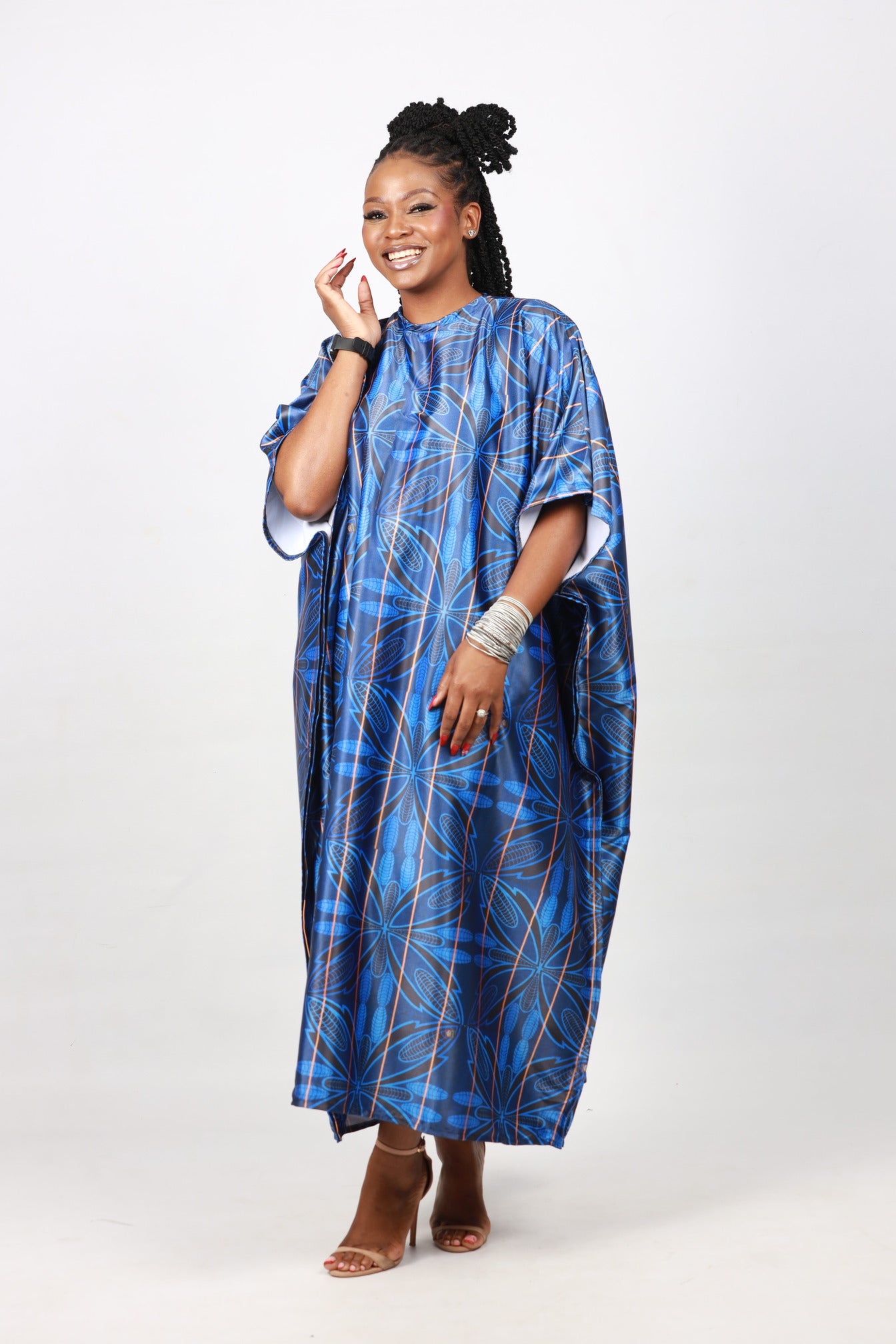 Blue Sotho African Bubu Dress by Tribe Afrique (Kaftan) - Tribe Afrique