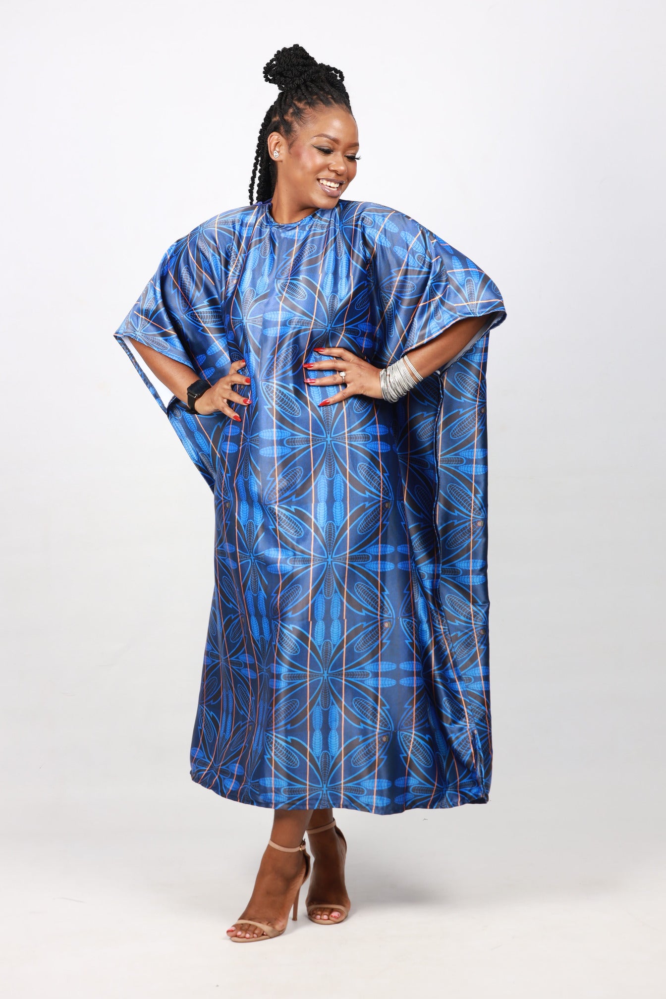 Blue Sotho African Bubu Dress by Tribe Afrique (Kaftan) - Tribe Afrique