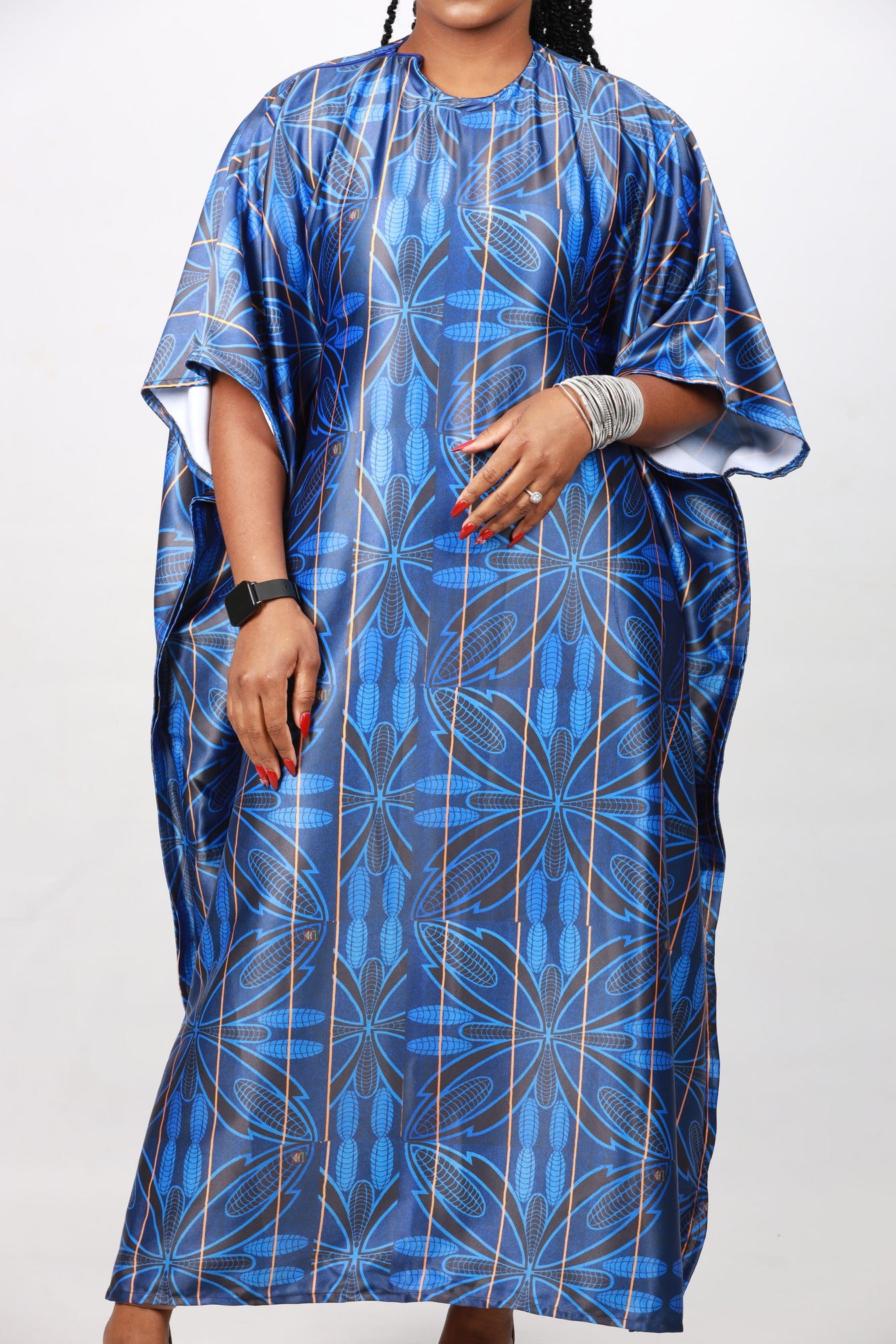 Blue Sotho African Bubu Dress by Tribe Afrique (Kaftan) - Tribe Afrique