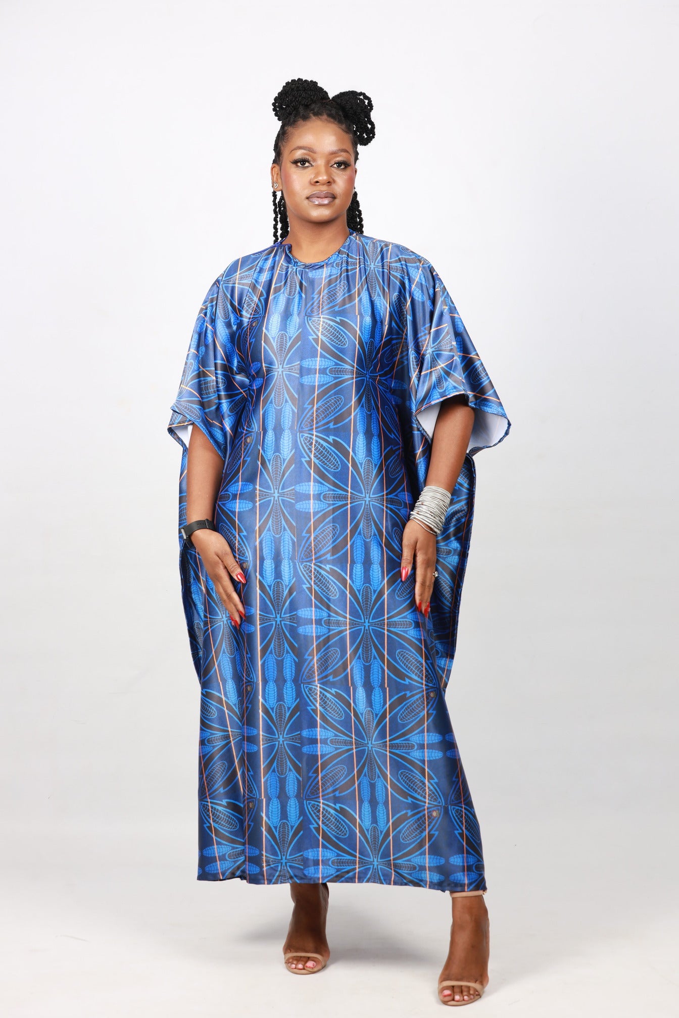 Blue Sotho African Bubu Dress by Tribe Afrique (Kaftan) - Tribe Afrique