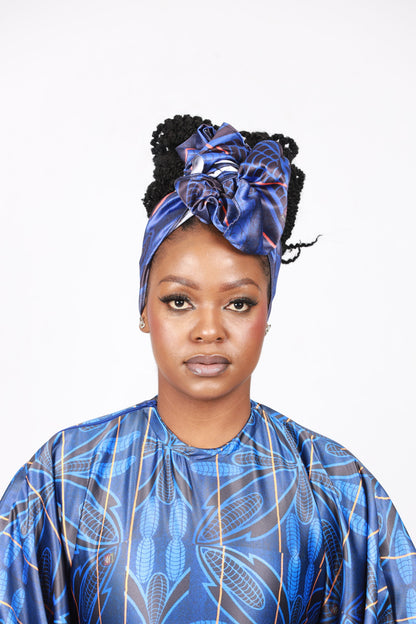 Blue Sotho African Bubu Dress by Tribe Afrique (Kaftan) - Tribe Afrique