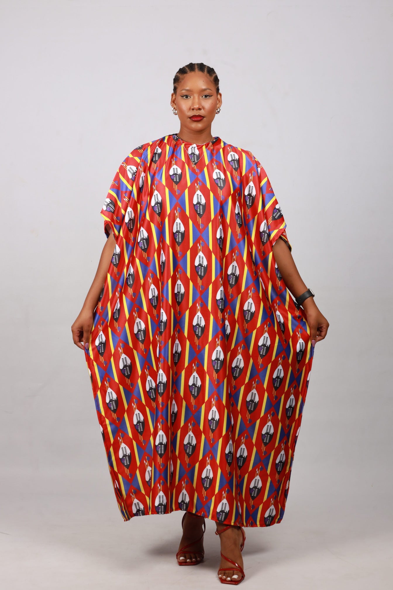 Red Swati African Bubu Dress by Tribe Afrique (Kaftan) - Tribe Afrique