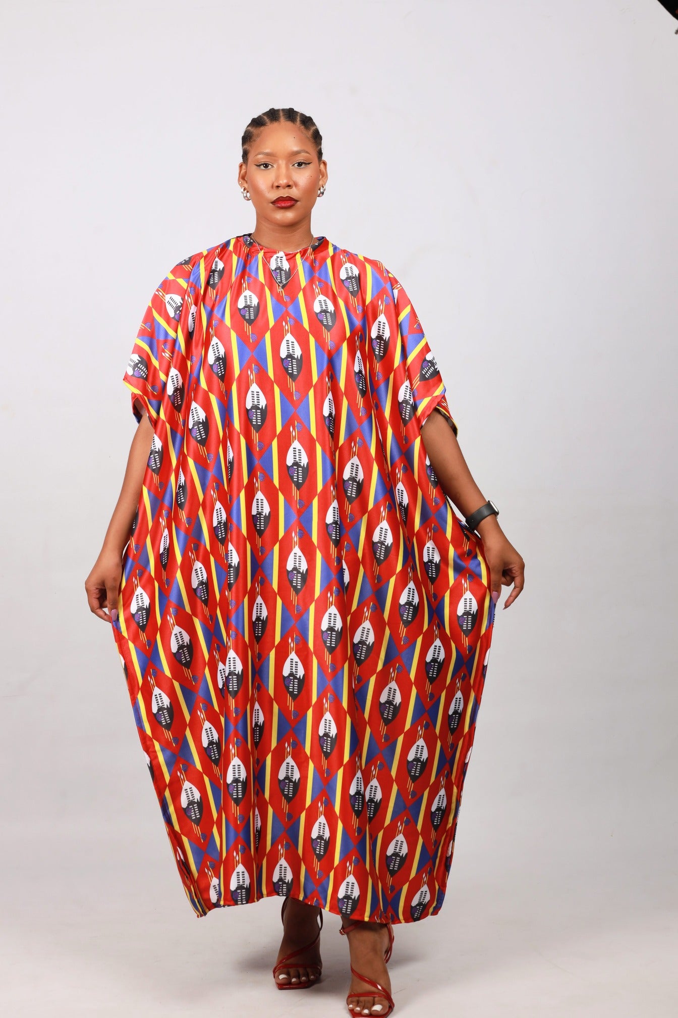 Red Swati African Bubu Dress by Tribe Afrique (Kaftan) - Tribe Afrique
