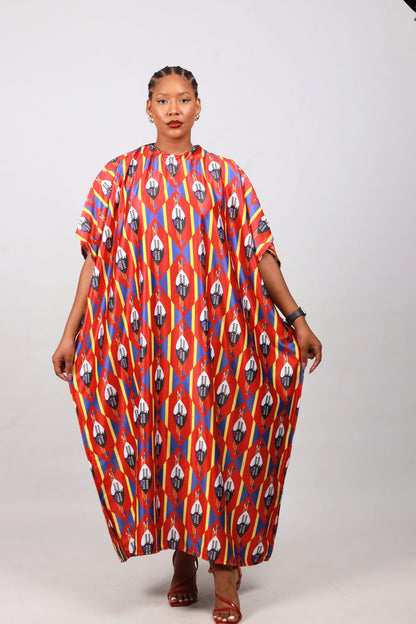 Red Swati African Bubu Dress by Tribe Afrique (Kaftan) - Tribe Afrique