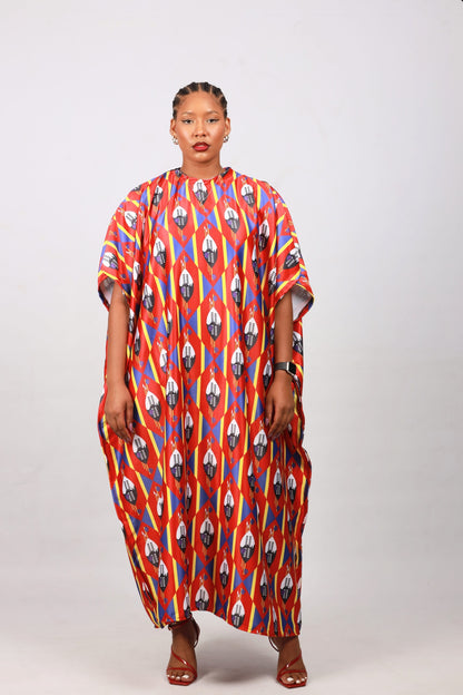 Red Swati African Bubu Dress by Tribe Afrique (Kaftan) - Tribe Afrique