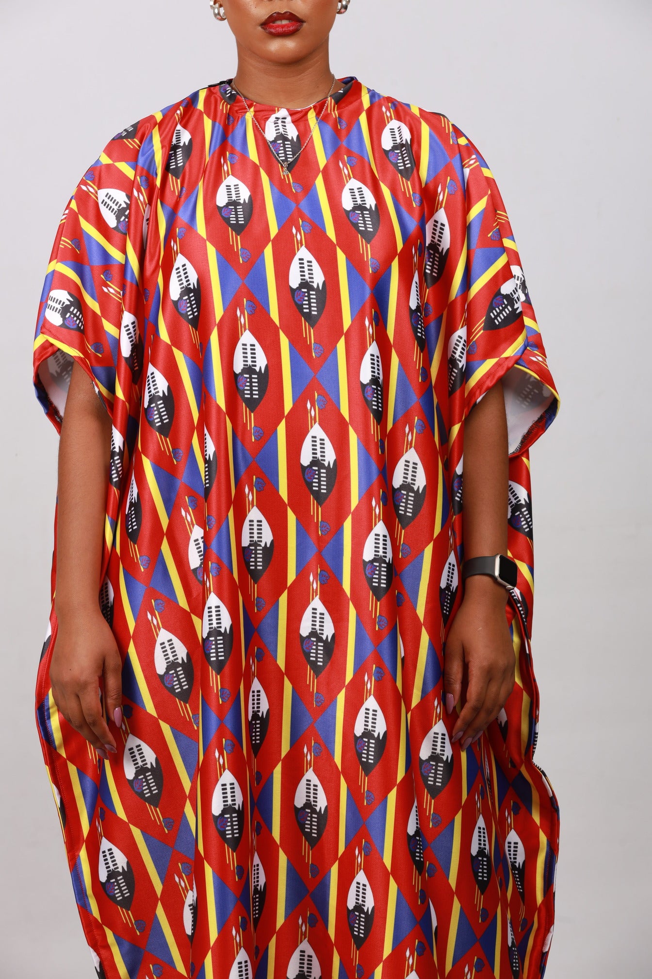 Red Swati African Bubu Dress by Tribe Afrique (Kaftan) - Tribe Afrique