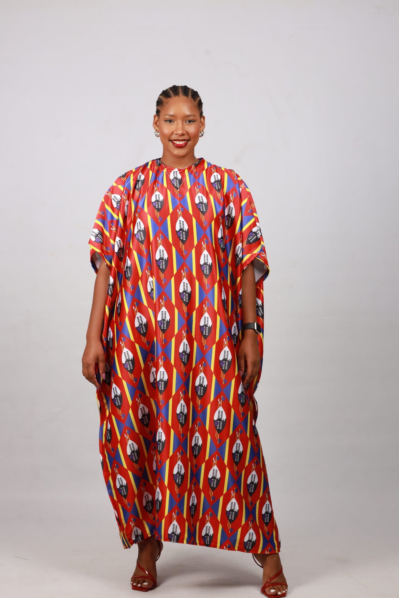 Red Swati African Bubu Dress by Tribe Afrique (Kaftan) - Tribe Afrique