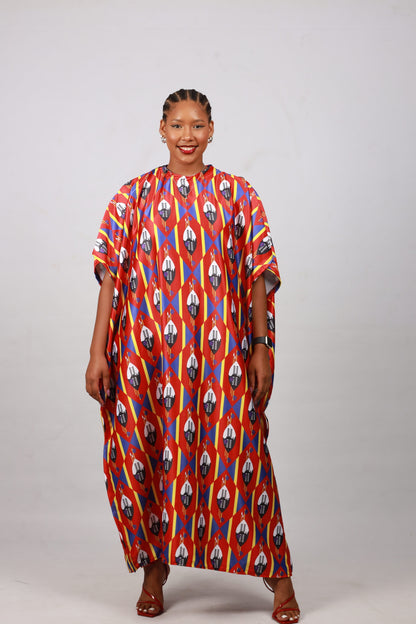 Red Swati African Bubu Dress by Tribe Afrique (Kaftan) - Tribe Afrique