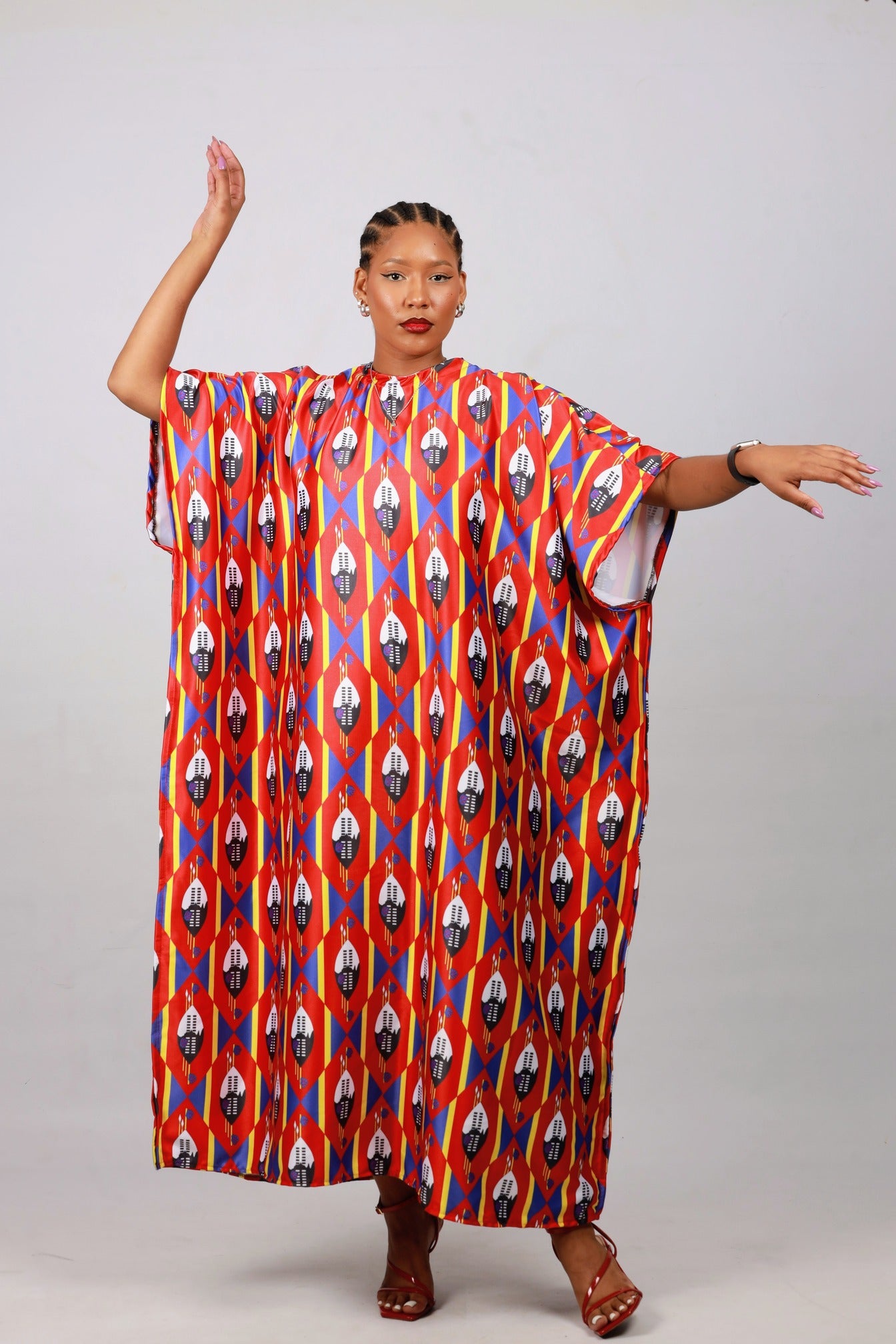 Red Swati African Bubu Dress by Tribe Afrique (Kaftan) - Tribe Afrique