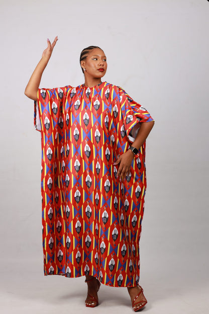 Red Swati African Bubu Dress by Tribe Afrique (Kaftan) - Tribe Afrique