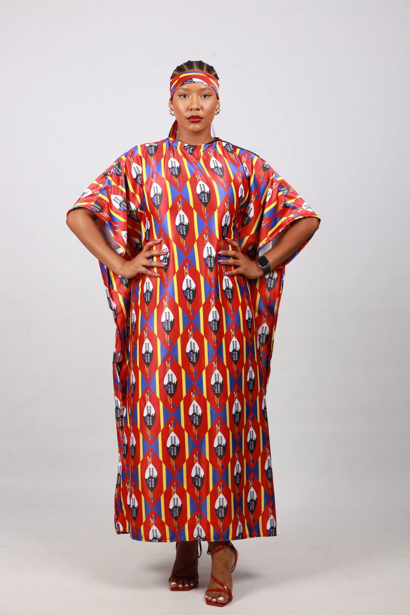 Red Swati African Bubu Dress by Tribe Afrique (Kaftan) - Tribe Afrique
