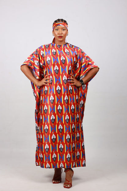 Red Swati African Bubu Dress by Tribe Afrique (Kaftan) - Tribe Afrique