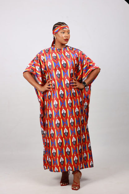 Red Swati African Bubu Dress by Tribe Afrique (Kaftan) - Tribe Afrique