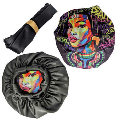 Queen Dashiki African Satin Bonnet by Tribe Afrique - Tribe Afrique