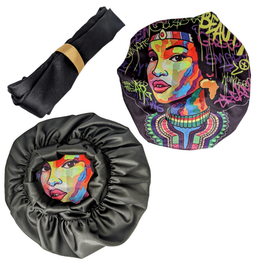 Queen Dashiki African Satin Bonnet by Tribe Afrique - Tribe Afrique