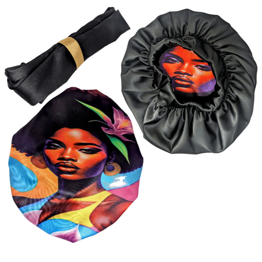 Nellie African Affirmations Satin Bonnet by Tribe Afrique - Tribe Afrique