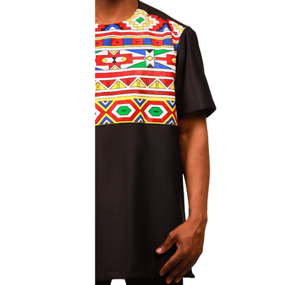 Orange Ndebele Mens Formal African Shirt by Tribe Afrique