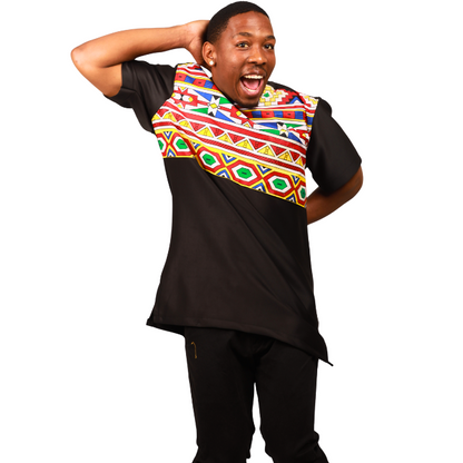 Orange Ndebele Mens Formal African Shirt by Tribe Afrique
