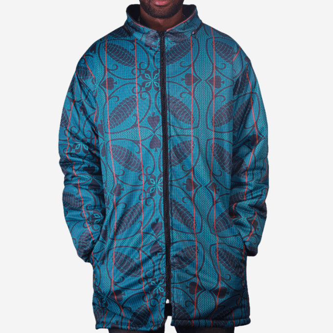 Green Sotho Long Jacket with Removable hood Tribe Afrique