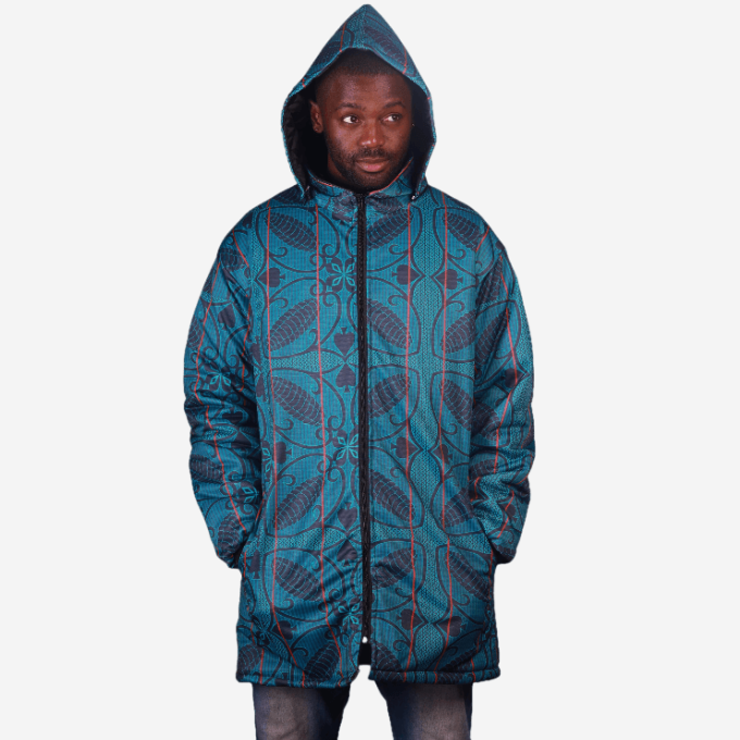 Green Sotho Long Jacket with Removable hood Tribe Afrique
