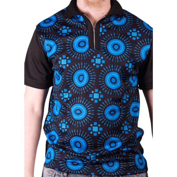 Blue Shweshwe African Golf Shirt Tribe Afrique