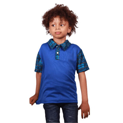 Kids Blue  Sotho Heritage Shirt by Tribe Afrique Tribe Afrique