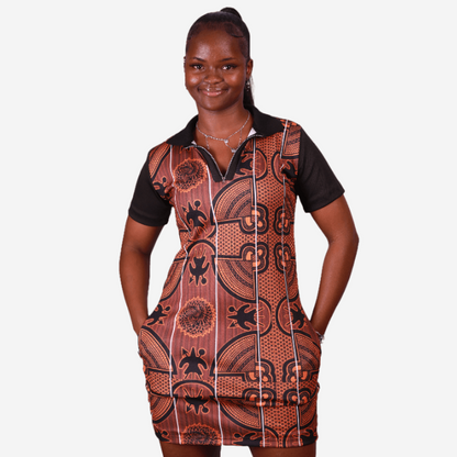 Orange Sotho African Golfer Dress Tribe Afrique