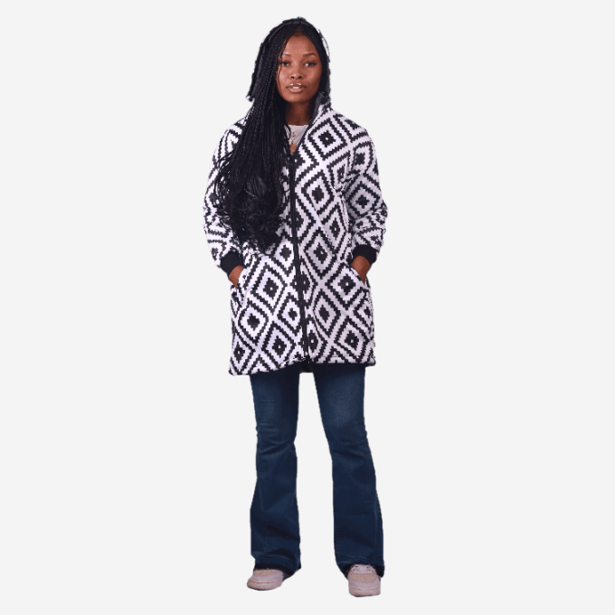 Xhosa Puzzle Long Jacket with Removable hood Tribe Afrique