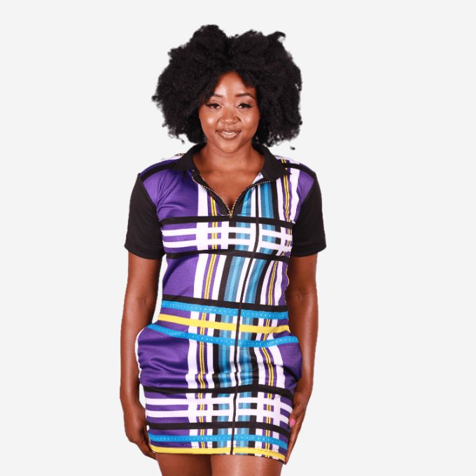 Purple Venda African Golfer Dress Tribe Afrique