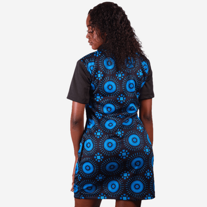 Blue Shweshwe African Golfer Dress Tribe Afrique