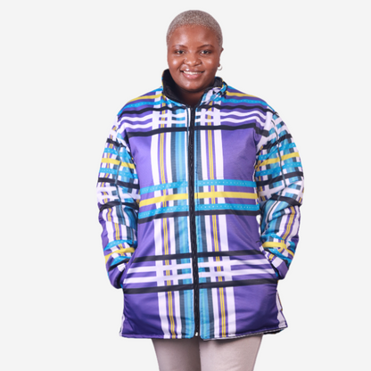 Purple Venda Long Jacket with Removable hood Tribe Afrique