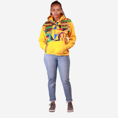 New Kente Yellow African Hoodie Tribe Afrique