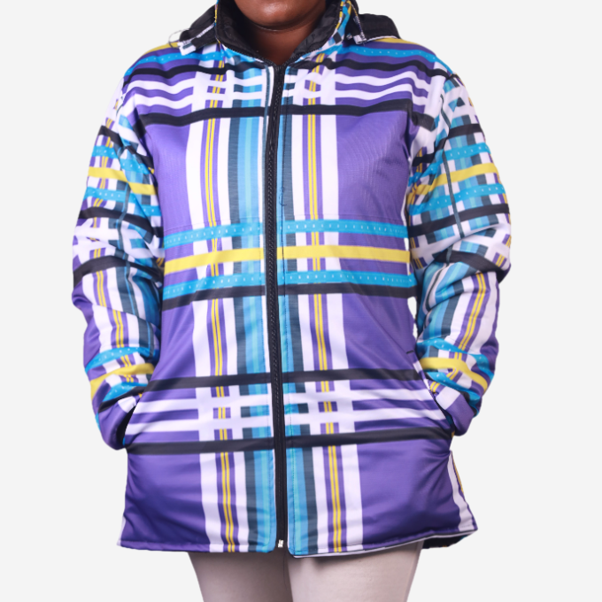 Purple Venda Long Jacket with Removable hood Tribe Afrique