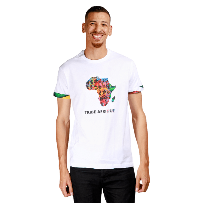 White Adinkra Africa Map Shirt by Tribe Afrique Tribe Afrique