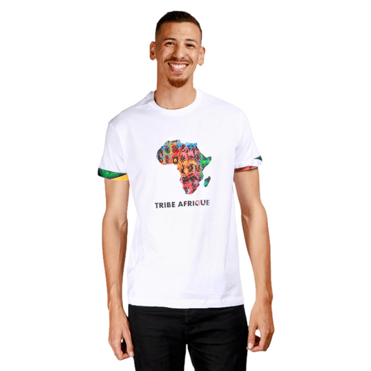 White Adinkra Africa Map Shirt by Tribe Afrique Tribe Afrique