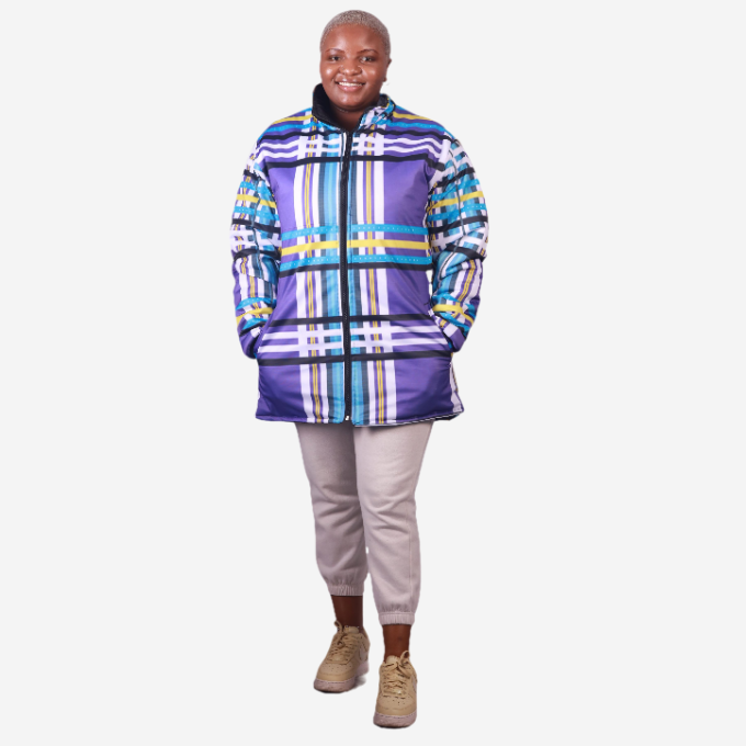 Purple Venda Long Jacket with Removable hood Tribe Afrique