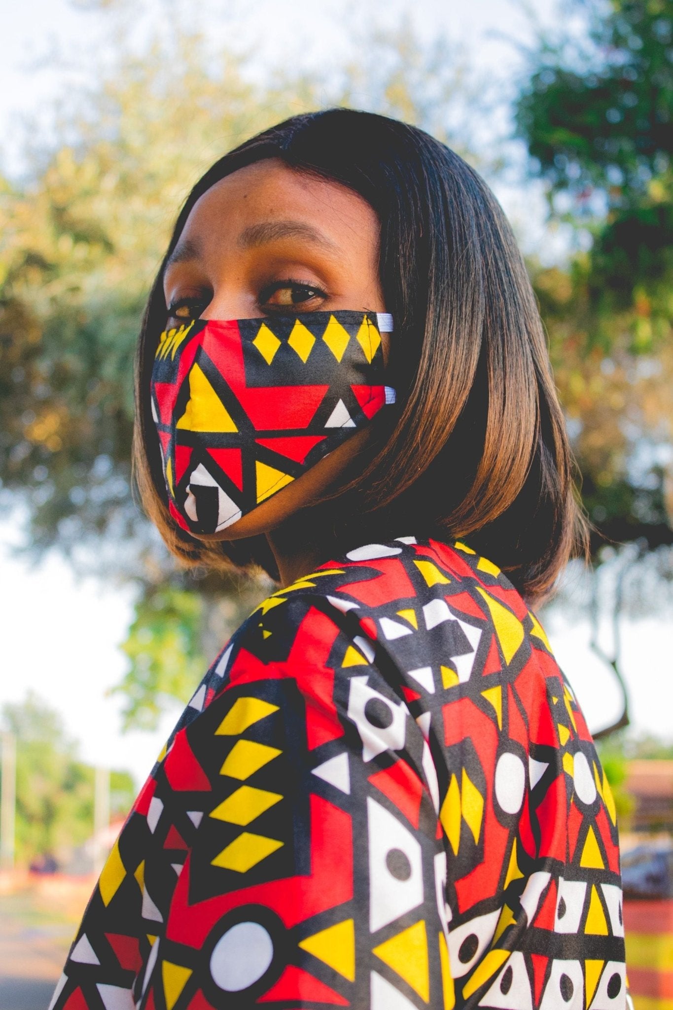 Adult- Ogyabaa African Bomber Jackets with Mask Tribe Afrique