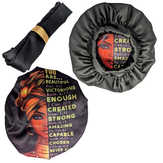 African Mintah Christian Affirmations Satin Bonnet - Tribe Afrique