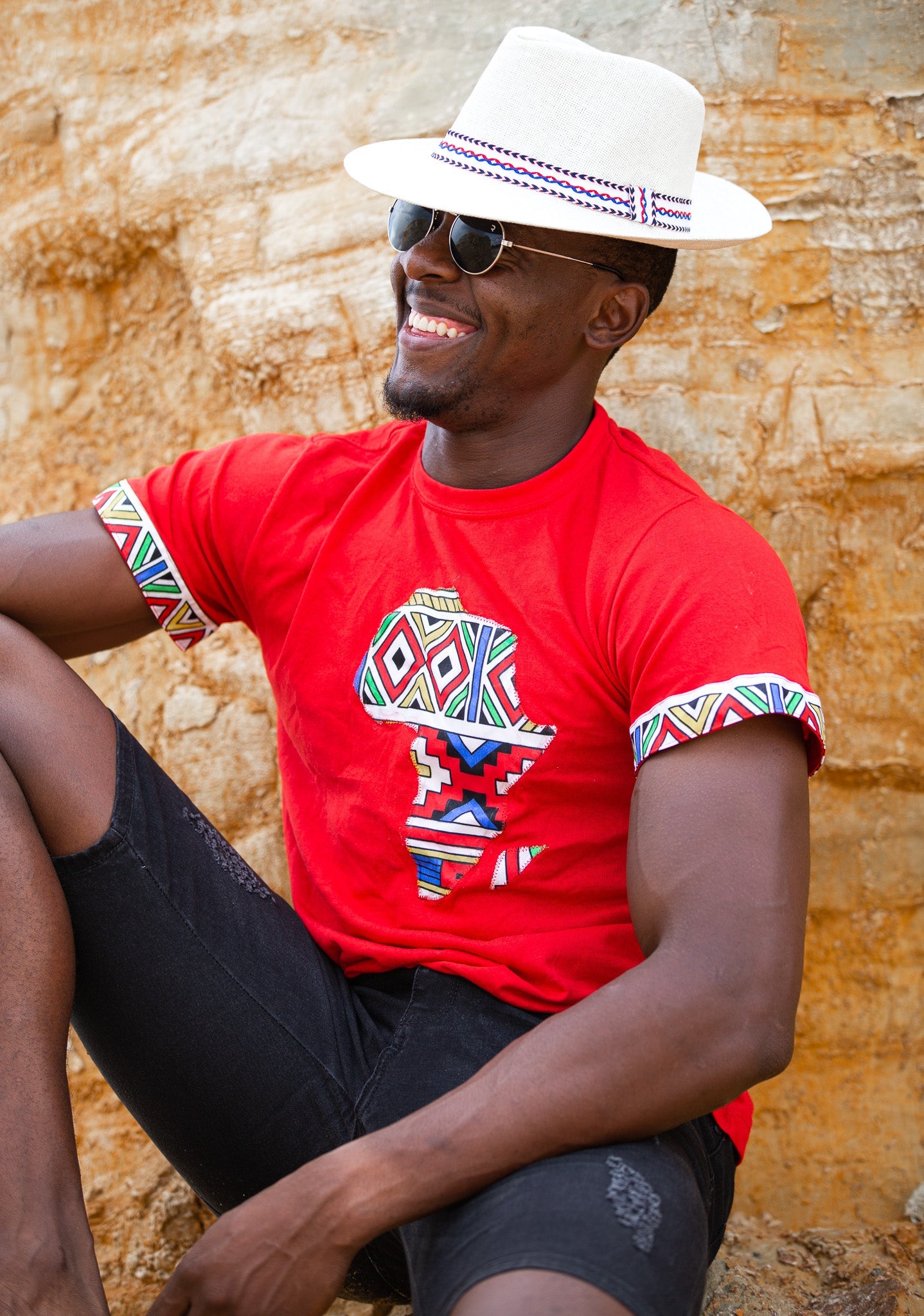 African Orange Ndebele Shirt by Tribe Afrique with Matching Mask Tribe Afrique