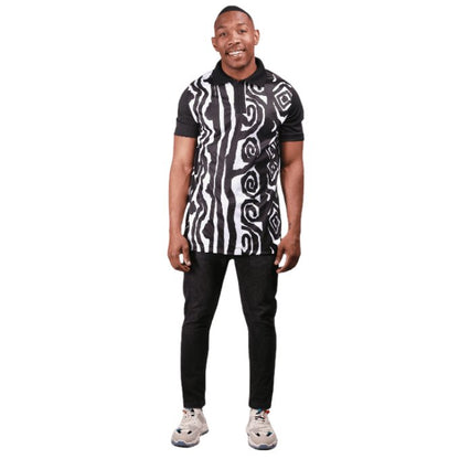 African Zebra Print African Heritage Golf Shirt by Tribe Afrique Tribe Afrique