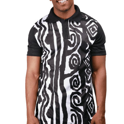 African Zebra Print African Heritage Golf Shirt by Tribe Afrique Tribe Afrique