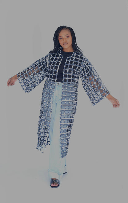 African Zebra Print Basket Kimono by Tribe Afrique - Tribe Afrique