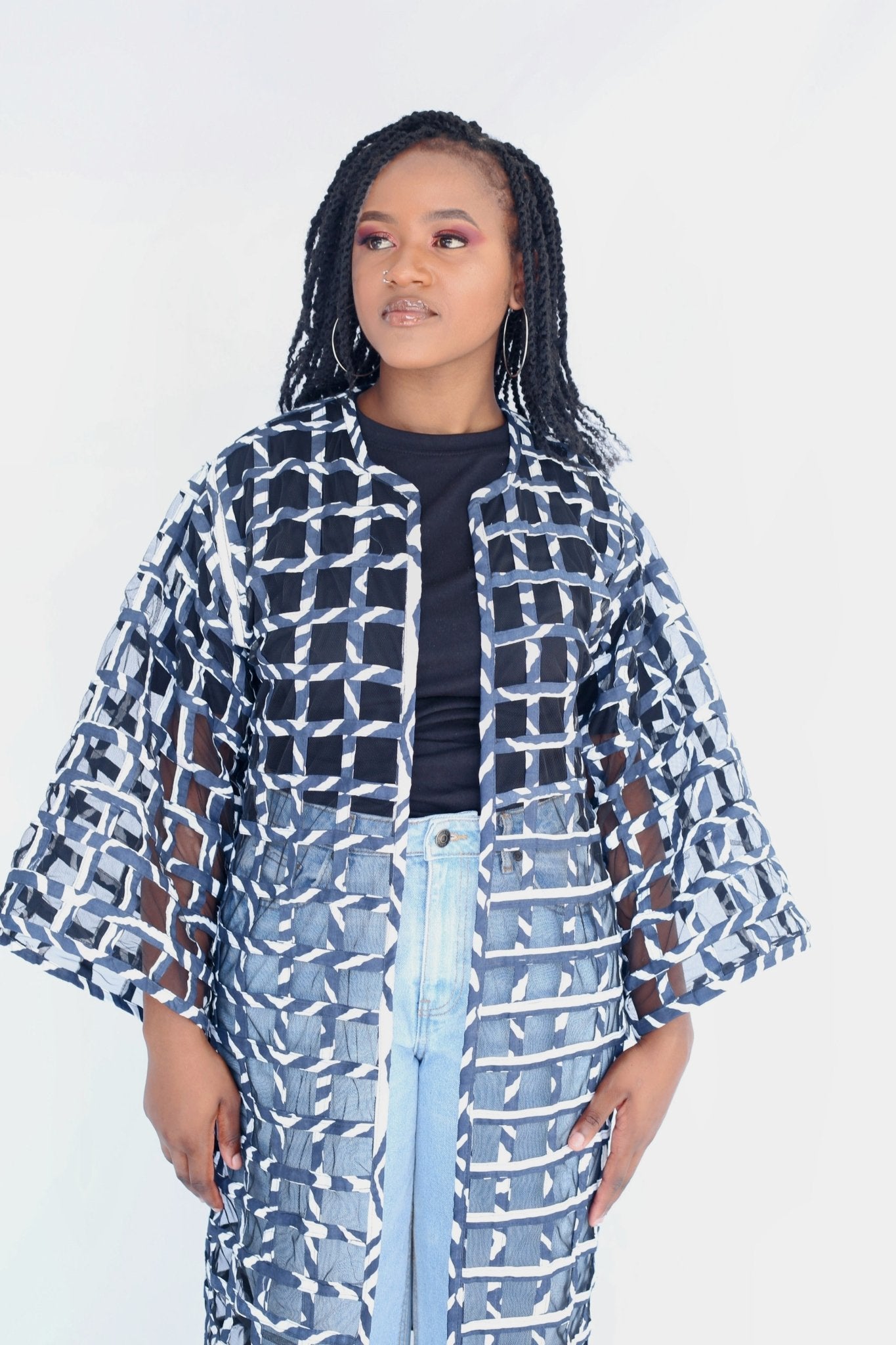 African Zebra Print Basket Kimono by Tribe Afrique - Tribe Afrique