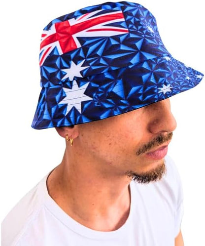 Proudly Australian Flag 3D Reversible Bucket hat by Tribe Afrique - Tribe Afrique