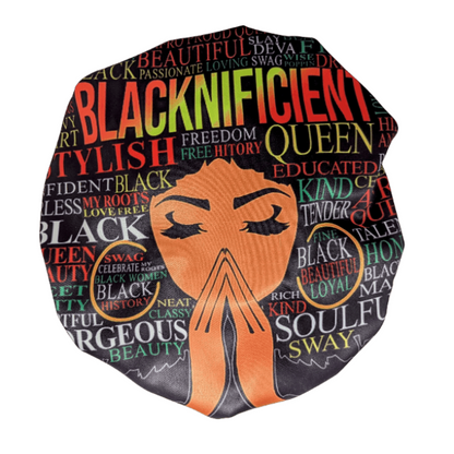 Blacknificent Queen African Satin Bonnet by Tribe Afrique - Tribe Afrique