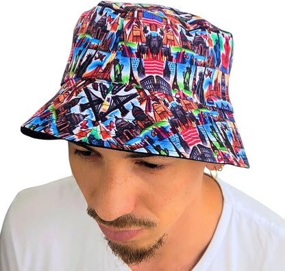 Famous American Landmarks African Bucket Hat by Tribe Afrique - Adult size - Tribe Afrique