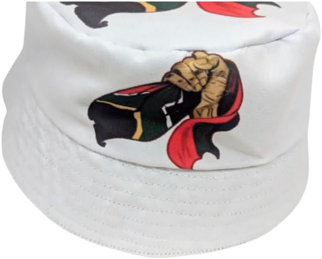 Adult size - White Freedon hand African Bucket hat by Tribe Afrique - Tribe Afrique