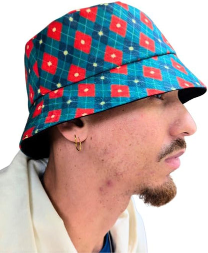 Green & Red Scottish Plaid Reversible Bucket hat by Tribe Afrique - Tribe Afrique